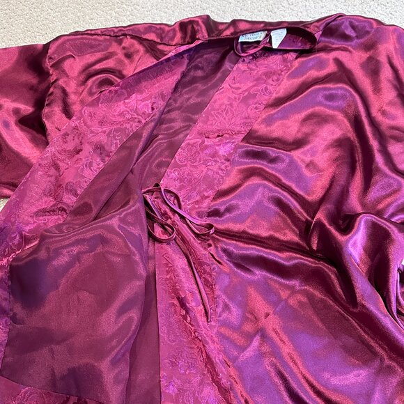 VS Victorias Secret Robe Kimono Gold Label OS Satin Wrap Short Berry Vintage Y2K - Picture 6 of 13